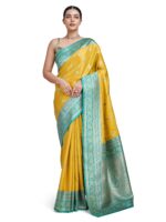 Monjolika Fashion Women's Glamour and Tradition With This Zari Woven Banarasi Tissue Silk Saree Comes With Unstitched Blouse Piece