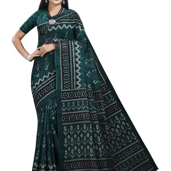 RANI SAAHIBA Women's Pure Cotton Printed Saree With Blouse Piece