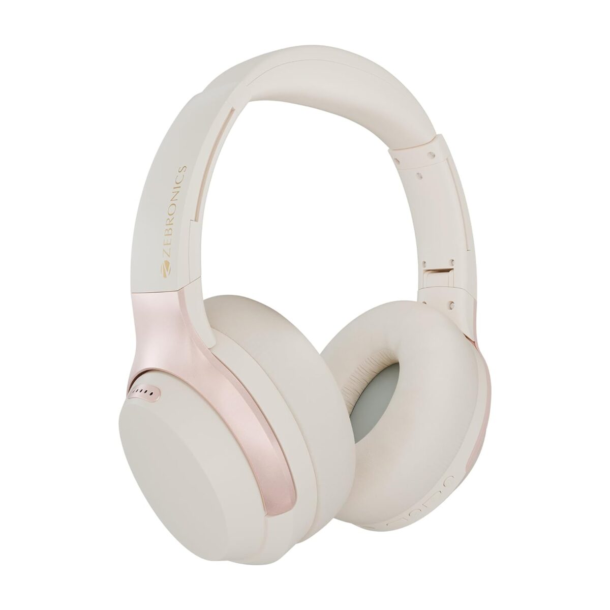 (Refurbished) ZEBRONICS Duke Plus, Wireless Over Ear Headphone with ANC, ENC, Gaming Mode, Dual Pairing, Rapid Charge, Upto 70* Hours Backup, Bluetooth v5.4, AUX, Comfortable Earcushion, Deep Bass (Beige)