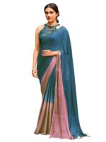 SAREE MALL Women's Multicolor Chiffon Solid Saree with Unstitched Blouse Piece