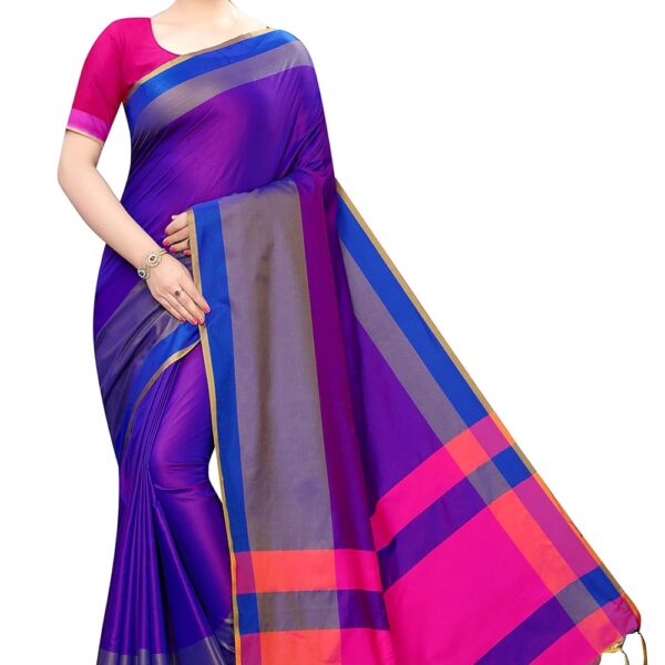 VJ Fashion Women Cotton Silk Saree With Blouse Piece_freesize