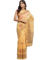 Vaamsi Women's�Cotton Blend�Printed Saree(VSAR1220_Onesize_Orange)