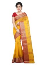 WoodenTant Women's Cotton Saree With Starch in Yellow WCS25