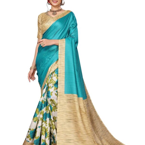 Yashika Womens Latest Woven Printed Art Silk Saree with Unstitched Blouse Material - Suitable for All Indian Weddings and Festivals