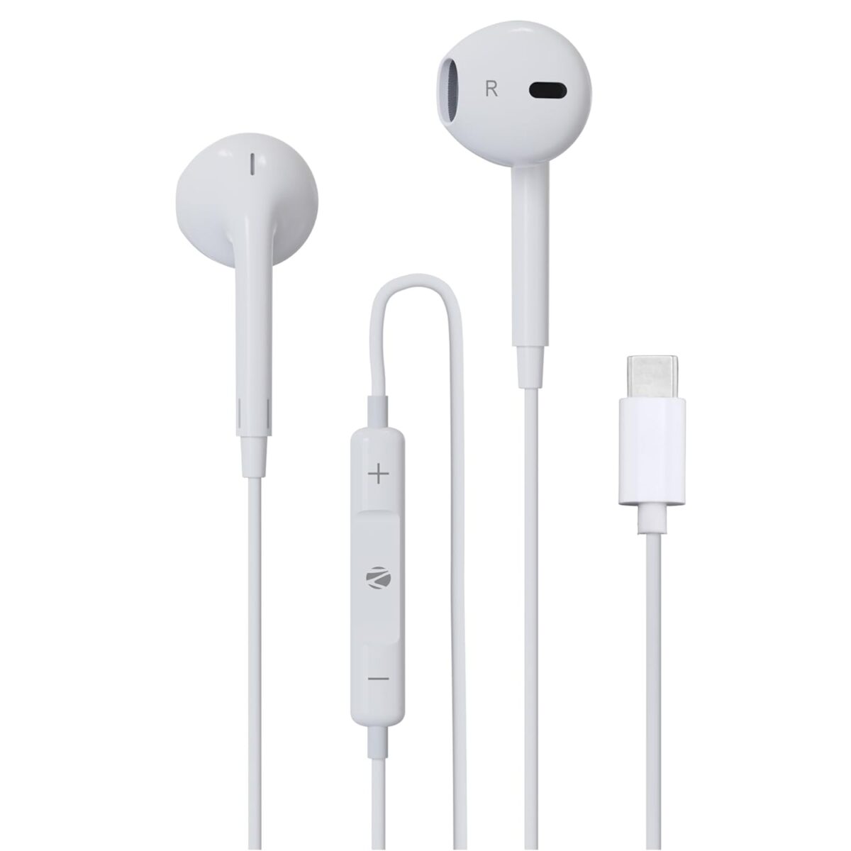 ZEBRONICS Buds 30C Type- C in Ear Earphone with in-line MIC, Rich 14.2mm Driver, Volume Control, 1.2m Cable, Call Function (White)