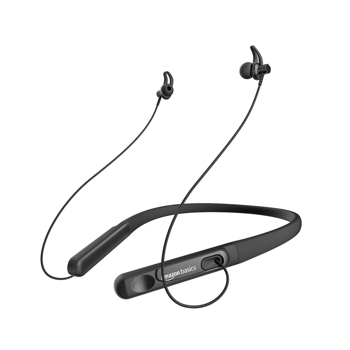 amazon basics in-Ear Wireless Neckband with Mic, Up to 18 Hours Play Time, Bluetooth 5.1, Voice Assistance, Noise Cancellation, IPX4 Water-Resistance, Magnetic Earbuds (Black)