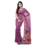 dB DESH BIDESH Women`s Resham Dhakai Jamdani Cotton Handloom Saree Kohinoor Design Jamdani Saree