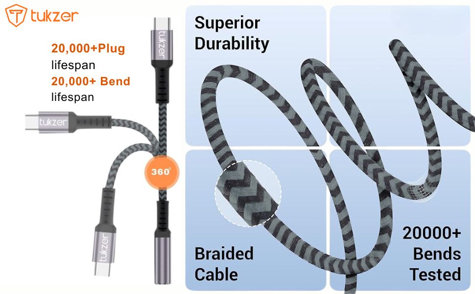 Tukzer Type C to 3.5mm Audio Jack Cable