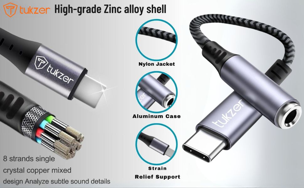 Tukzer Type C to 3.5mm Audio Jack Cable