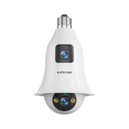 Hixecure 3MP Dual Lens Bulb WiFi Camera –Motion Detection, Night