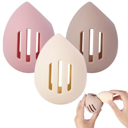 3 Pcs Beauty Blender Sponge Storage Box, Silicon Double Sided