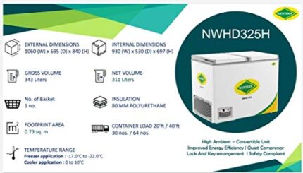 Western Deep Freezer WHF D350H225GA with 4 year comprehensive