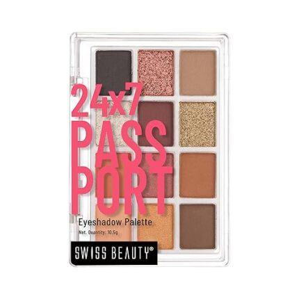 Swiss Beauty 24/7 Passport Eyeshadow Palette with 12 matte,