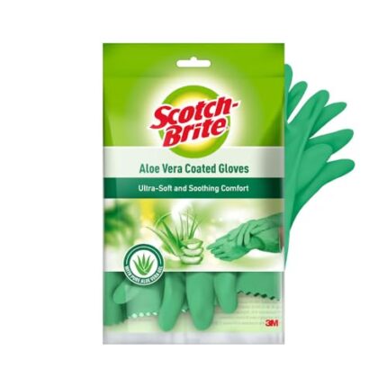 Scotch-Brite Latex Aloe Vera Coated Gloves,Keeps Hands