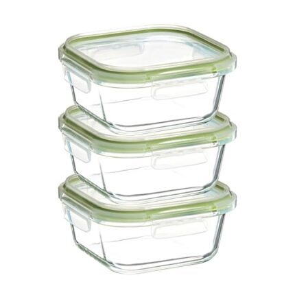 Amazon Brand - Solimo Borosilicate Glass Container with Lids for