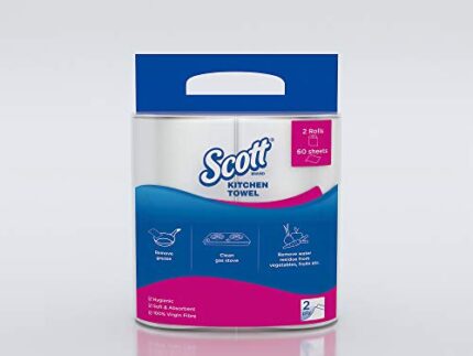 Scott® 2 ply Kitchen Paper Towel Roll, Pack of 2, 60 Pulls/Roll