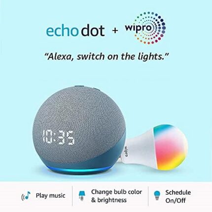 Amazon Echo Dot 4th Gen with clock | Smart speaker with powerful