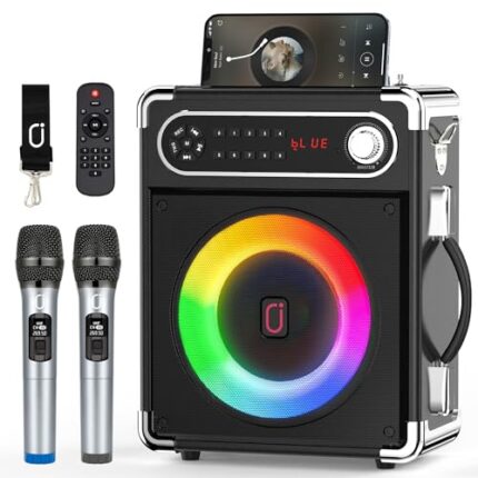 【US Top 1】 JYX Karaoke Speaker with Two Wireless Microphones