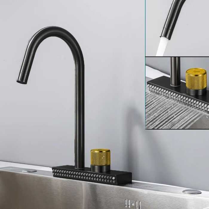 Aquieen Table Mounted Waterfall Slim Kitchen Sink Mixer with