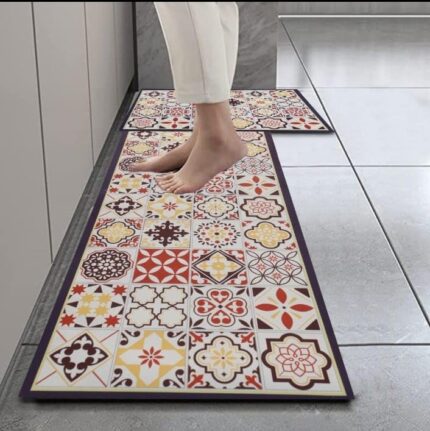 HomeCloud Rubber Kitchen Mats for Floor Set of 2 Pcs | Non-Skid,