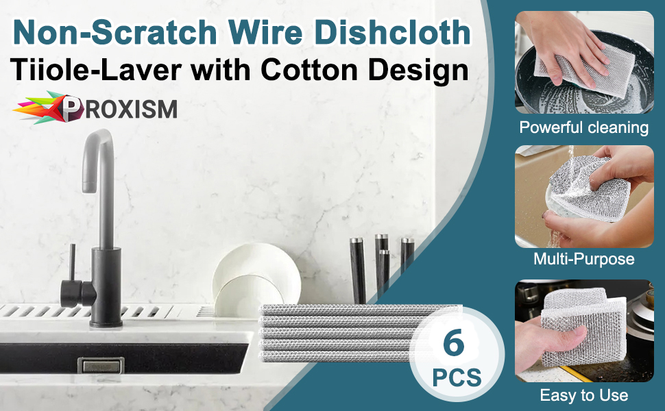 Non-Scratch Dish Wash Cloth (Pack of 10), Steel Wire Dish Cloth