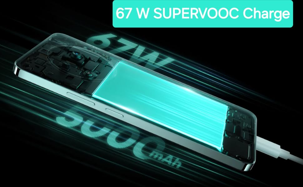 Lightning-fast Charging and Prolonged Usage with 67 W SUPERVOOC Charge