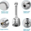 Styxon Sink Faucet Sprayer Attachment 360 Rotatable Kitchen Tap Extender Head Replacement Anti-Splash Faucet Nozzle Head with Hose and Universal Connector, 2 Mode, 19 X 4.9 X 2.2 CM, Silver - Image 4