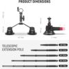 Neewer Triple Suction Cup Car Mount Kit with 2in1 Extension - Image 5