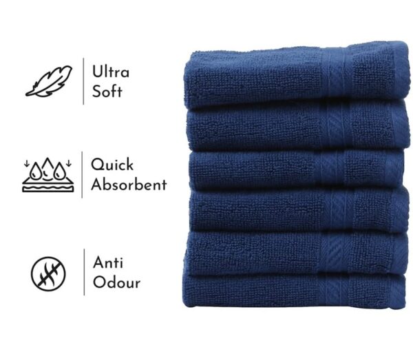 FRESH FROM LOOM Face Towel Set of 6pc - Navy Blue | 100% Cotton | - Image 6