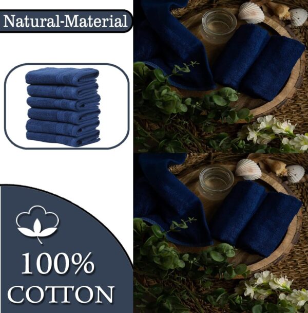 FRESH FROM LOOM Face Towel Set of 6pc - Navy Blue | 100% Cotton | - Image 2