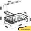 POPCUBE Countertop Sink Organiser for Kitchen with Towel Hanger -Sink Caddy with Brush & Sponge Holder Cup & Drain Tray (Black, Medium) - Image 2