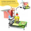 POPCUBE Countertop Sink Organiser for Kitchen with Towel Hanger -Sink Caddy with Brush & Sponge Holder Cup & Drain Tray (Black, Medium) - Image 3