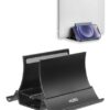 Vertical Laptop Stand - Multipurpose Laptop Holder, Holds up to Three Devices | Perfect MacBook Stand Docking Station | ABS Plastic | Color- Black (Laptop Holder 1-Pack)
