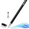 Stylus Pen for Android Tablet & iOS All Touchscreen Devices Capacitive Universal Smart Pen Pencil with Fine Point Disc Tip Lightweight Metal Body and Magnetic Cover for Mobile Phone iPad Tab - Black