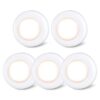 STAR-SPANGLED Push Tap Light, Mini Night Touch LED Puck Lamp, Portable Under Cabinet Lighting AAA Battery Operated Powered, DIY Stick On Lights for Closet, Counter, Kitchen (8cm, Warm White, 5 Pack)