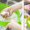 BigPlayer Multi-Use Strainer/Washer Bowl - Ideal for Rice, Vegetables & Fruits - Convenient and Durable Kitchen Tool - Multicolor, Plastic, 11L x 10W x 11H Centimeters, Green - Image 2