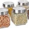 Amazon Brand - Solimo Square Glass Storage Containers, Set Of 6, 580 Ml Each,Transparent