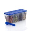 4 in 1 Multipurpose 4 Section Kitchen, Fridge Storage Airtight Container Set for Vegetables, Dryfruits, Spices, Groceries, and Pickles with 4 Spoons Storage Set 1800 ml- (Blue, Pack of 1) - Image 5