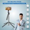 Kratos 65" Selfie Stick Tripod with Reinforced 4-Leg Tripod Stand Comes with 360° Rotatable Handle for Panoramic Shots with Detachable BT. Ultimate Stability for Smartphones, Ring Lights, GoPro - Image 2