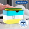 SWAPKART 2 in 1 Soap Dispenser for Bathroom Accessories Dishwasher Liquid Holder Liquid Dispenser Pump 400 ML with Sponge Holder Kitchen Sink Accessories Items (Multi-Color) - Image 5