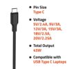 Artis 45W USB Type C Compatible Laptop Adapter with Power Cable - Image 2