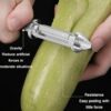 ZEVON® Stainless Steel Peeler for Vegetables and Fruits, 3 in 1 Multifunctional Julienne Peeler for Kitchen, Versatile Vegetable Peelers for Salad Preparation, Durable Vegetable Peeler (Silver/Black) - Image 9