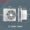 Polycab Freshly Prime 150mm Energy Efficient Exhaust fan for Kitchen, Bathroom | Noiseless ventilation, Sleek Design Easy to Clean | High Speed, Powerful Motor, 100% Copper, 3 Yrs Warranty【White】 - Image 6