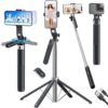 Kratos 65" Selfie Stick Tripod with Reinforced 4-Leg Tripod Stand Comes with 360° Rotatable Handle for Panoramic Shots with Detachable BT. Ultimate Stability for Smartphones, Ring Lights, GoPro