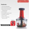 SignoraWare Thunder Chopper Plastic Quick Cutter Machine for Kitchen | with 3 Stainless Steel Blade | BPA FREE| Multipurpose for Vegetable, Dry Fruit etc | Handy Manual Chopper | (650ml | Multicolor) - Image 7