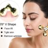 Dealsure 2 in 1 Energy Beauty Bar Electric Vibration Facial Massage V shape Roller Waterproof Face Skin Care T-Shaped Anti Wrinkle Massager for Forehead Cheek Neck Clavicle Arm (Gold Colour) - Image 5