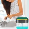 TEKCOOL 2 in 1 Soap Dispenser for Bathroom Accessories Dishwasher Liquid Holder Liquid Dispenser Pump 400 ML with Sponge Holder Kitchen Sink Accessories Items (Multi-Color) - Image 7