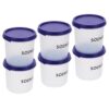 Amazon Brand - Solimo Plastic Slim Storage Container | Airtight | Leakproof | Set Of 6 | 300 Ml Each, Blue