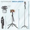 Kratos 65" Selfie Stick Tripod with Reinforced 4-Leg Tripod Stand Comes with 360° Rotatable Handle for Panoramic Shots with Detachable BT. Ultimate Stability for Smartphones, Ring Lights, GoPro - Image 6