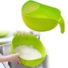 BigPlayer Multi-Use Strainer/Washer Bowl - Ideal for Rice, Vegetables & Fruits - Convenient and Durable Kitchen Tool - Multicolor, Plastic, 11L x 10W x 11H Centimeters, Green - Image 3